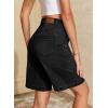 image:imageSidefeel Womens Jean Shorts High Waisted Stretchy Wide Leg Bermuda Denim Shorts Casual Loose Fit Summer Jorts with PocketsBlack