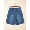 image:imageSidefeel Womens Jean Shorts High Waisted Stretchy Wide Leg Bermuda Denim Shorts Casual Loose Fit Summer Jorts with PocketsBlue