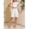image:imageSidefeel Womens Jean Shorts High Waisted Stretchy Wide Leg Bermuda Denim Shorts Casual Loose Fit Summer Jorts with PocketsCream White