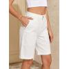 image:imageSidefeel Womens Jean Shorts High Waisted Stretchy Wide Leg Bermuda Denim Shorts Casual Loose Fit Summer Jorts with PocketsCream White