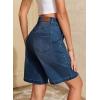 image:imageSidefeel Womens Jean Shorts High Waisted Stretchy Wide Leg Bermuda Denim Shorts Casual Loose Fit Summer Jorts with PocketsDark Blue