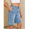 image:imageSidefeel Womens Jean Shorts High Waisted Stretchy Wide Leg Bermuda Denim Shorts Casual Loose Fit Summer Jorts with PocketsIceland Blue