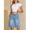 image:imageSidefeel Womens Jean Shorts High Waisted Stretchy Wide Leg Bermuda Denim Shorts Casual Loose Fit Summer Jorts with PocketsIceland Blue