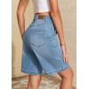 image:imageSidefeel Womens Jean Shorts High Waisted Stretchy Wide Leg Bermuda Denim Shorts Casual Loose Fit Summer Jorts with PocketsIceland Blue