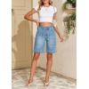 image:imageSidefeel Womens Jean Shorts High Waisted Stretchy Wide Leg Bermuda Denim Shorts Casual Loose Fit Summer Jorts with PocketsIceland Blue