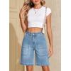 image:imageSidefeel Womens Jean Shorts High Waisted Stretchy Wide Leg Bermuda Denim Shorts Casual Loose Fit Summer Jorts with PocketsIceland Blue