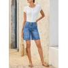 image:imageSidefeel Womens Jean Shorts High Waisted Stretchy Wide Leg Bermuda Denim Shorts Casual Loose Fit Summer Jorts with PocketsLight Blue