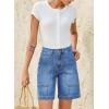 image:imageSidefeel Womens Jean Shorts High Waisted Stretchy Wide Leg Bermuda Denim Shorts Casual Loose Fit Summer Jorts with PocketsLight Blue