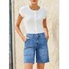 image:imageSidefeel Womens Jean Shorts High Waisted Stretchy Wide Leg Bermuda Denim Shorts Casual Loose Fit Summer Jorts with PocketsLight Blue