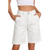 image:imageSidefeel Womens Jean Shorts High Waisted Stretchy Wide Leg Bermuda Denim Shorts Casual Loose Fit Summer Jorts with PocketsCream White