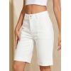 image:imageSidefeel Womens Bermuda Jean Shorts High Waisted Tummy Control Stretchy Denim Shorts with PocketsWhite