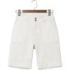 image:imageSidefeel Womens Bermuda Jean Shorts High Waisted Tummy Control Stretchy Denim Shorts with PocketsWhite