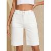 image:imageSidefeel Womens Bermuda Jean Shorts High Waisted Tummy Control Stretchy Denim Shorts with PocketsWhite