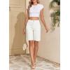 image:imageSidefeel Womens Bermuda Jean Shorts High Waisted Tummy Control Stretchy Denim Shorts with PocketsWhite