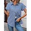 image:imageSidefeel Womens Button Down Denim Shirt Collared Short Sleeve Jean Shirt Blouse with PocketsBeau Blue