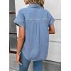 image:imageSidefeel Womens Button Down Denim Shirt Collared Short Sleeve Jean Shirt Blouse with PocketsBeau Blue
