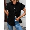 image:imageSidefeel Womens Button Down Denim Shirt Collared Short Sleeve Jean Shirt Blouse with PocketsBlack