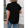 image:imageSidefeel Womens Button Down Denim Shirt Collared Short Sleeve Jean Shirt Blouse with PocketsBlack