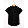 image:imageSidefeel Womens Button Down Denim Shirt Collared Short Sleeve Jean Shirt Blouse with PocketsBlack