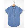 image:imageSidefeel Womens Button Down Denim Shirt Collared Short Sleeve Jean Shirt Blouse with PocketsIceland Blue