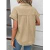 image:imageSidefeel Womens Button Down Denim Shirt Collared Short Sleeve Jean Shirt Blouse with PocketsKhaki