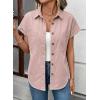 image:imageSidefeel Womens Button Down Denim Shirt Collared Short Sleeve Jean Shirt Blouse with PocketsPink