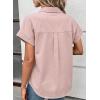 image:imageSidefeel Womens Button Down Denim Shirt Collared Short Sleeve Jean Shirt Blouse with PocketsPink