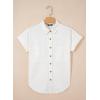 image:imageSidefeel Womens Button Down Denim Shirt Collared Short Sleeve Jean Shirt Blouse with PocketsWhite
