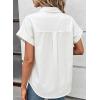 image:imageSidefeel Womens Button Down Denim Shirt Collared Short Sleeve Jean Shirt Blouse with PocketsWhite