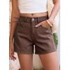 image:imageSidefeel Womens Jean Shorts High Waisted Stretchy Casual Side Seam Denim ShortsCoffee