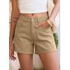 image:imageSidefeel Womens Jean Shorts High Waisted Stretchy Casual Side Seam Denim ShortsKhaki