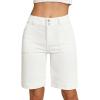 image:imageSidefeel Womens Bermuda Jean Shorts High Waisted Tummy Control Stretchy Denim Shorts with PocketsWhite