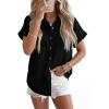 image:imageSidefeel Womens Button Down Denim Shirt Collared Short Sleeve Jean Shirt Blouse with PocketsBlack