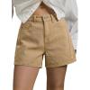 image:imageSidefeel Womens Jean Shorts High Waisted Stretchy Casual Side Seam Denim ShortsKhaki