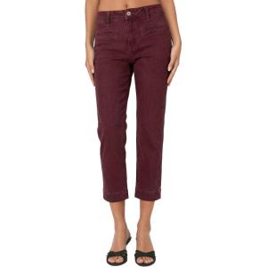 image:imageSidefeel Womens Capri Jeans High Waist Stretchy Skinny Jeans Casual Summer Trendy Cropped Pants with Welt PocketsBurgundy