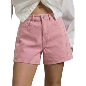 image:imageSidefeel Womens Jean Shorts High Waisted Stretchy Casual Side Seam Denim ShortsPink