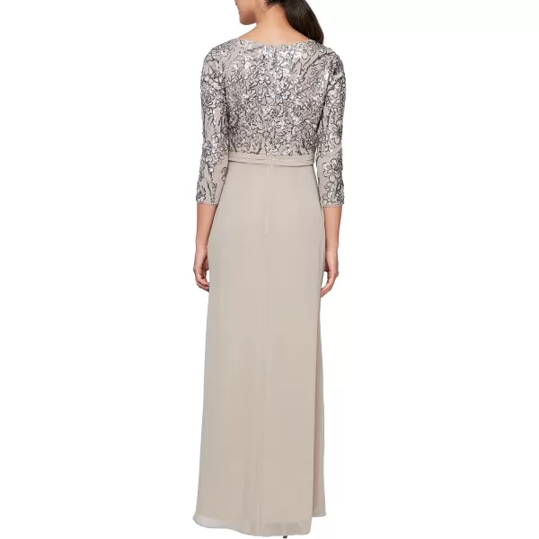 Alex Evenings Womens Long Lace Top Empire Waist DressMink