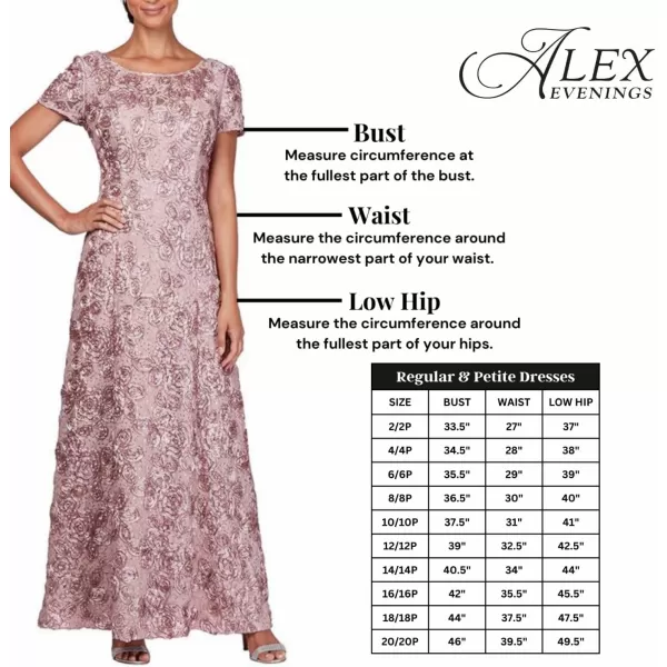 Alex Evenings Womens Long Lace Top Empire Waist DressMink