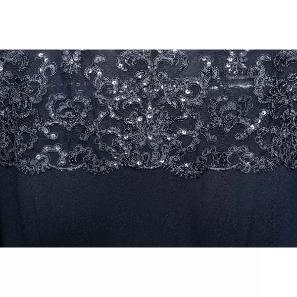 Alex Evenings Womens Long Shift Dress Illusion Neckline Petite and RegularNavy Embroidery