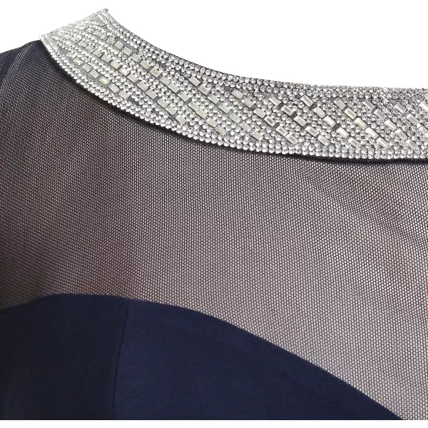 Alex Evenings Womens Long Shift Dress Illusion Neckline Petite and RegularNavy Sweetheart