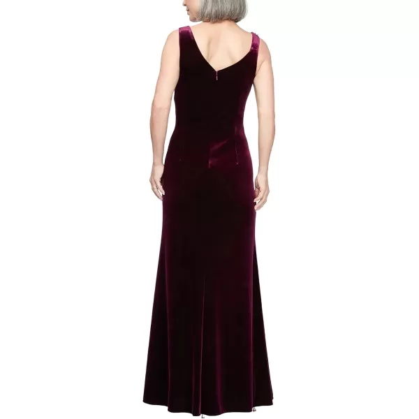 Alex Evenings Womens Long Sleeveless Velvet Dress Plum Embellished 18