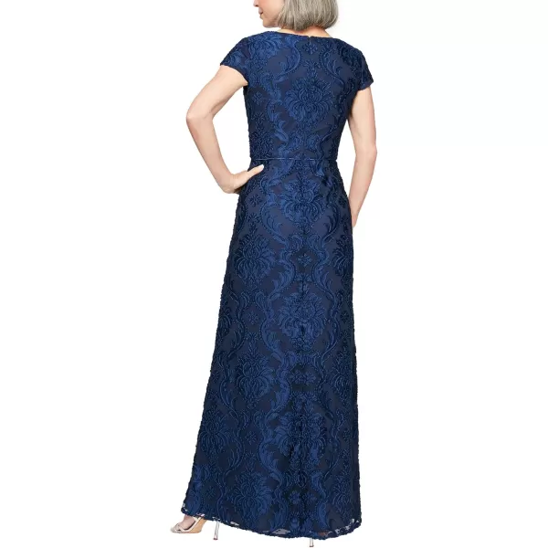 Alex Evenings Womens Long Velvet Burnout Dress Petite and Regular SizesBright Navy Aline