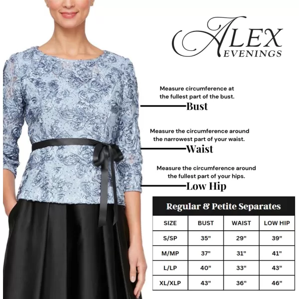 Alex Evenings Womens Metallic Knit Blouse Formal Dress Shirt Petite and Regular SizesBlack Illusion Sleeve