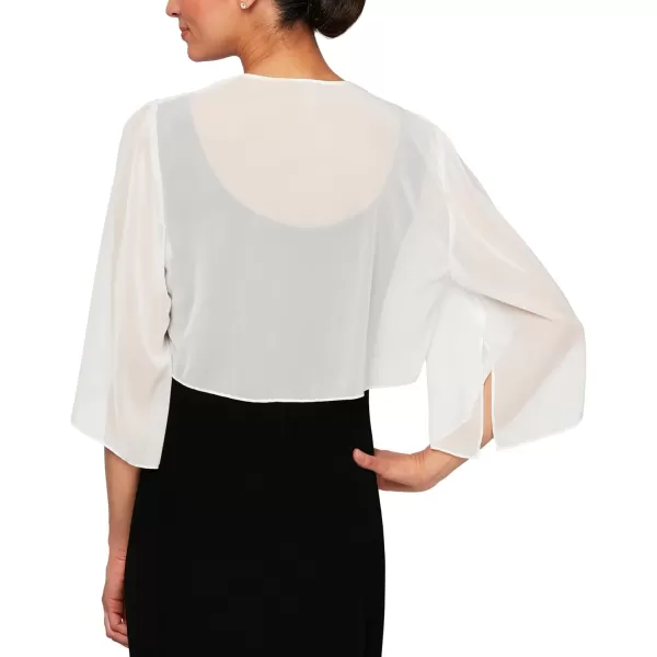 Alex Evenings Womens Short Bolero Shrug Jacket with 34 Sleeve Elegant Cropped CoverUp for Formal and Evening WearIvory