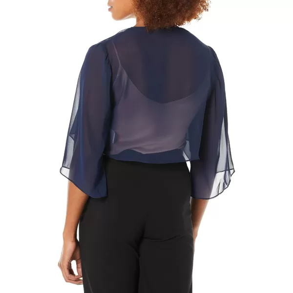 Alex Evenings Womens Short Bolero Shrug Jacket with 34 Sleeve Elegant Cropped CoverUp for Formal and Evening WearNavy