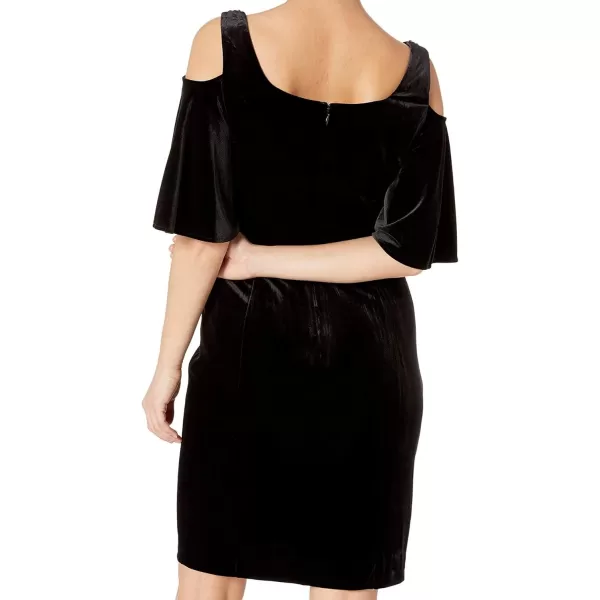 Alex Evenings Womens Short Cold Shoulder Velvet Dress Petite and Regular SizesBlack