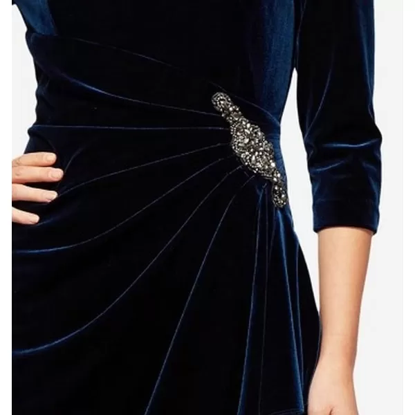 Alex Evenings Womens Short Three Quarter Sleeve Velvet Dress Petite RegularImperial Velvet