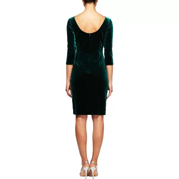 Alex Evenings Womens Short Velvet Cocktail Dress with Beading Detail Reg PetiteForest Green