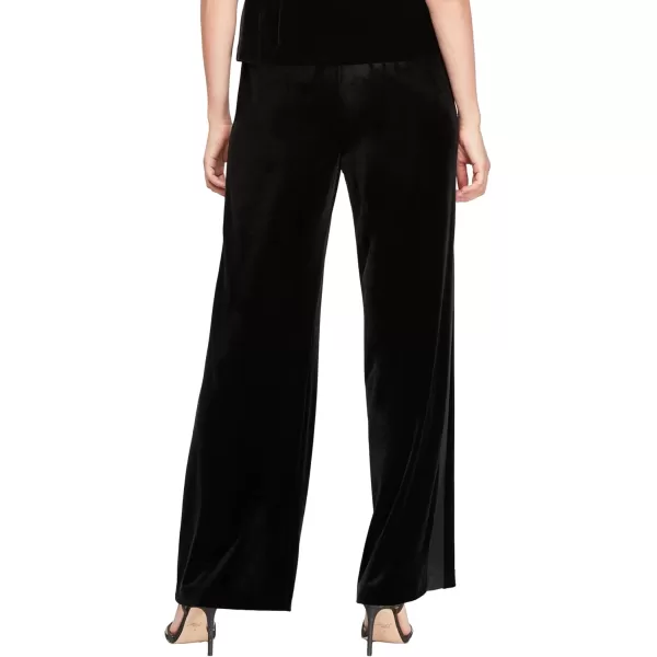 Alex Evenings Womens Straight Leg Full Length Velvet Dress Pant Regular PetiteBlack Velvet Satin Stripe