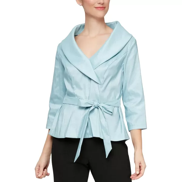 Alex Evenings Womens Stretch Taffeta 34 Sleeve Formal Blouse Special Occasion Dress ShirtIce Sage